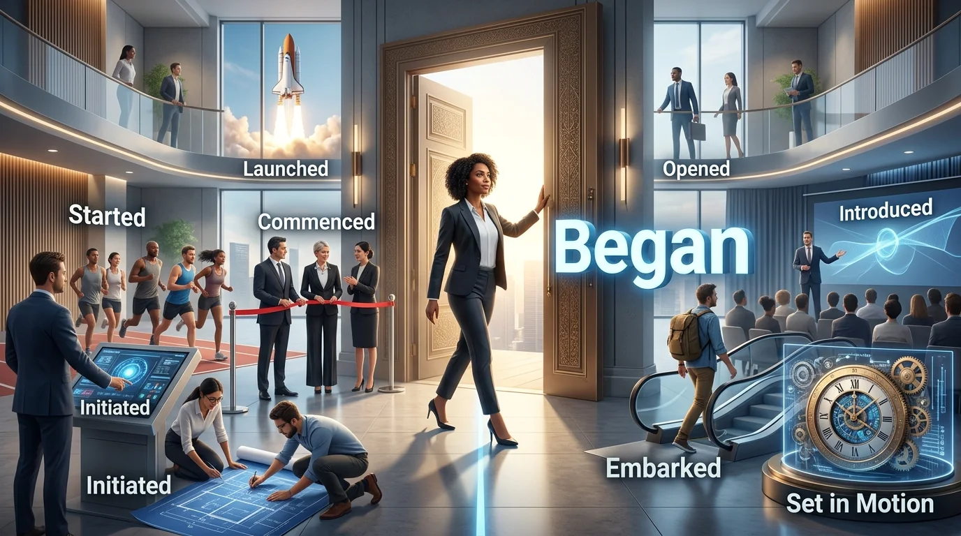 synonyms for began