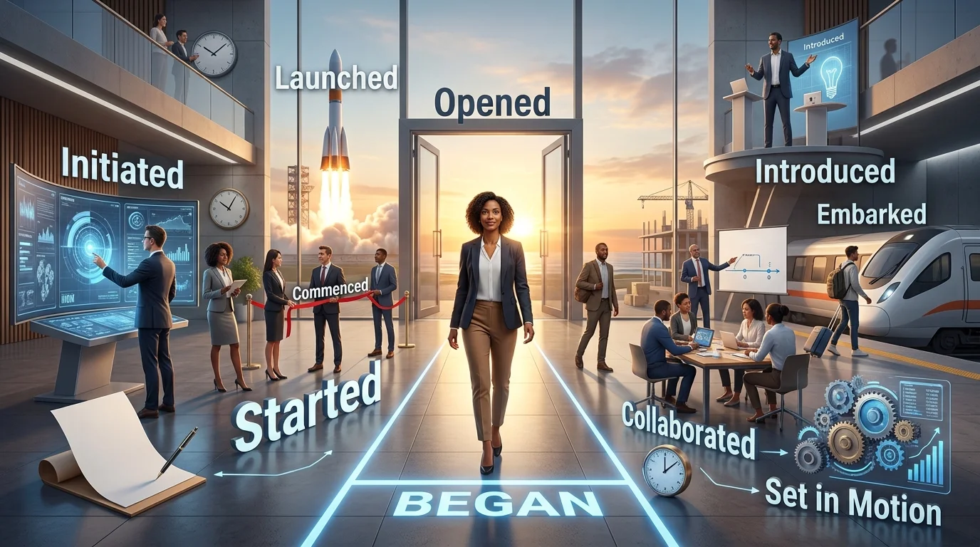 synonyms for began
