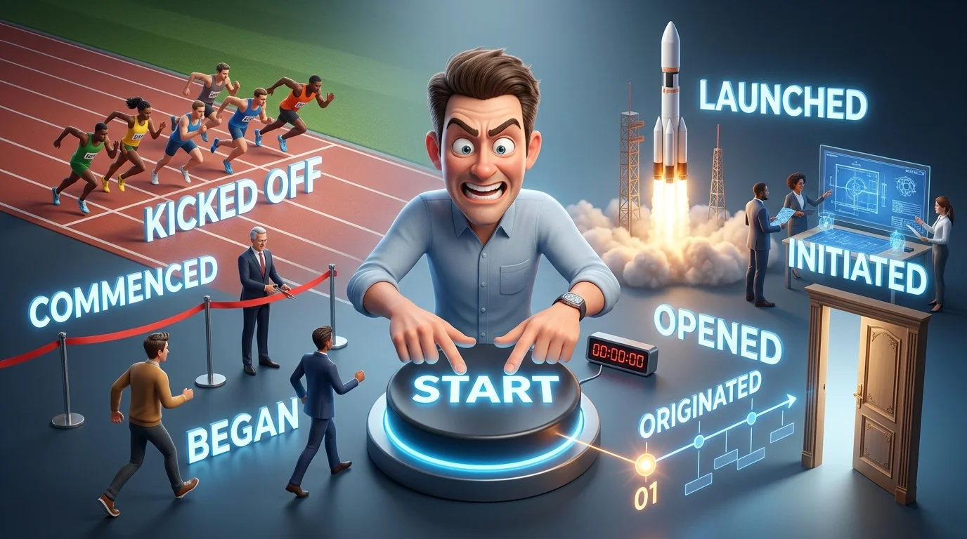 synonyms for started