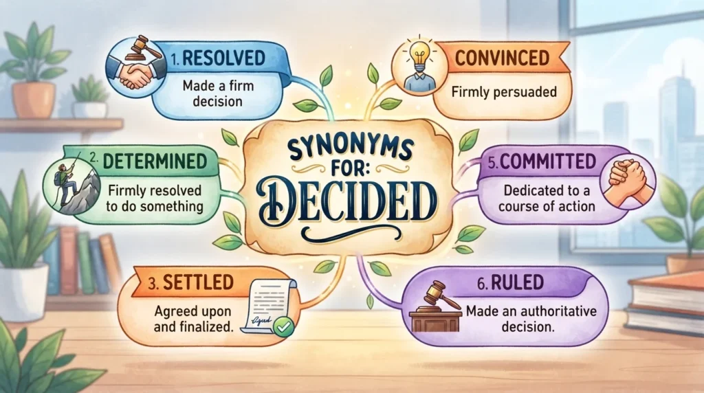 synonyms for decided