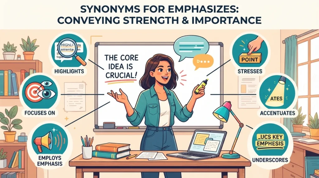 synonyms for emphasizes