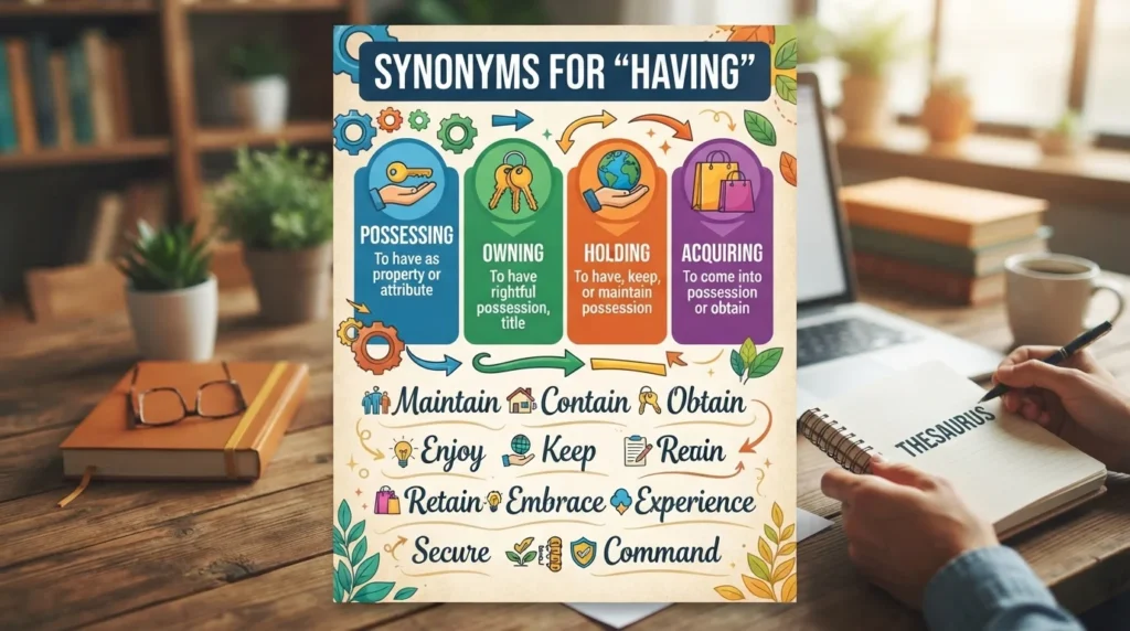 synonyms for having