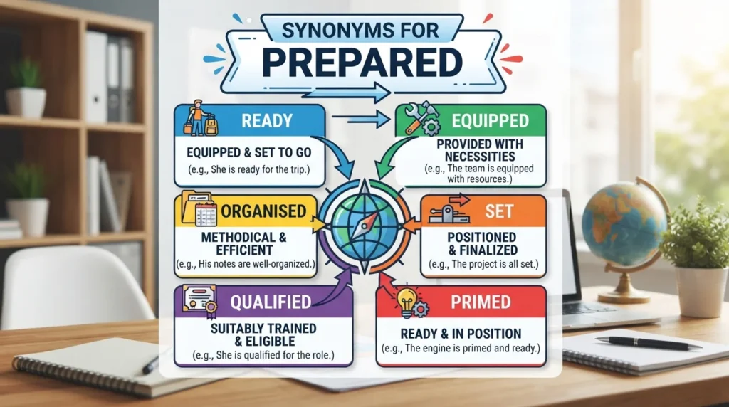 synonyms for prepared