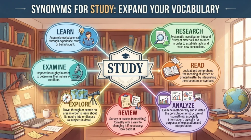 synonyms for study