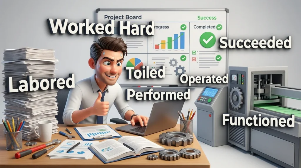 synonyms for worked